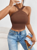 Summer Sculpt Cropped Halter Top for Women Slim Fit Backless Tank
