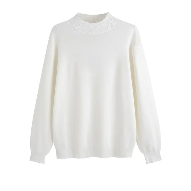 Mens Sweater - Half Polo Turtle Neck - Loose Fit Knit Top - Autumn Winter Base Layer