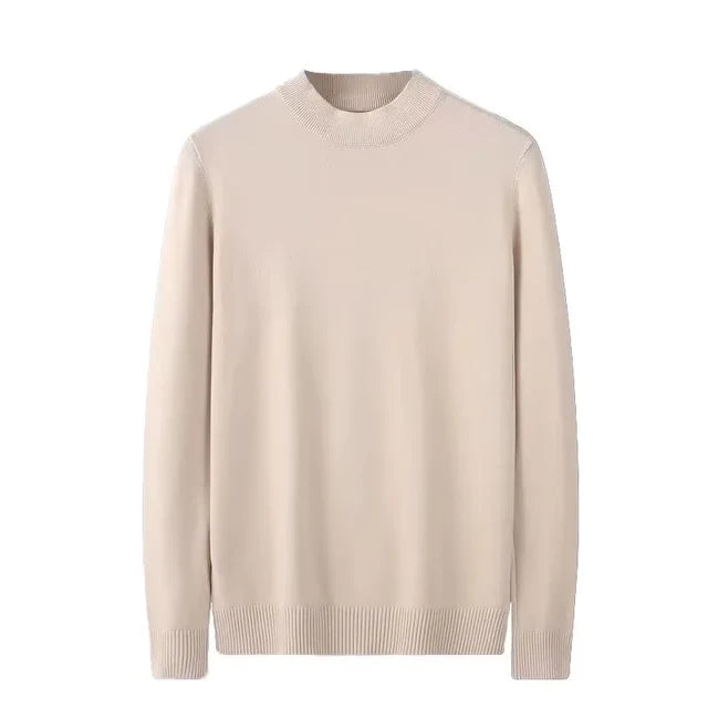 Mens Sweater - Half Polo Turtle Neck - Loose Fit Knit Top - Autumn Winter Base Layer