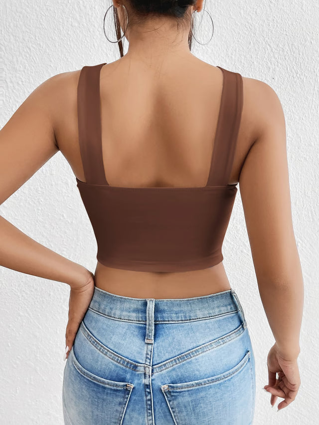 Summer Sculpt Cropped Halter Top for Women Slim Fit Backless Tank