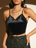 Goth Butterfly Velvet Mesh Cami Crop Top for Women